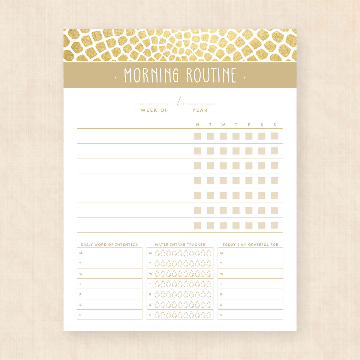 Morning Routine Template · Golden Glamour