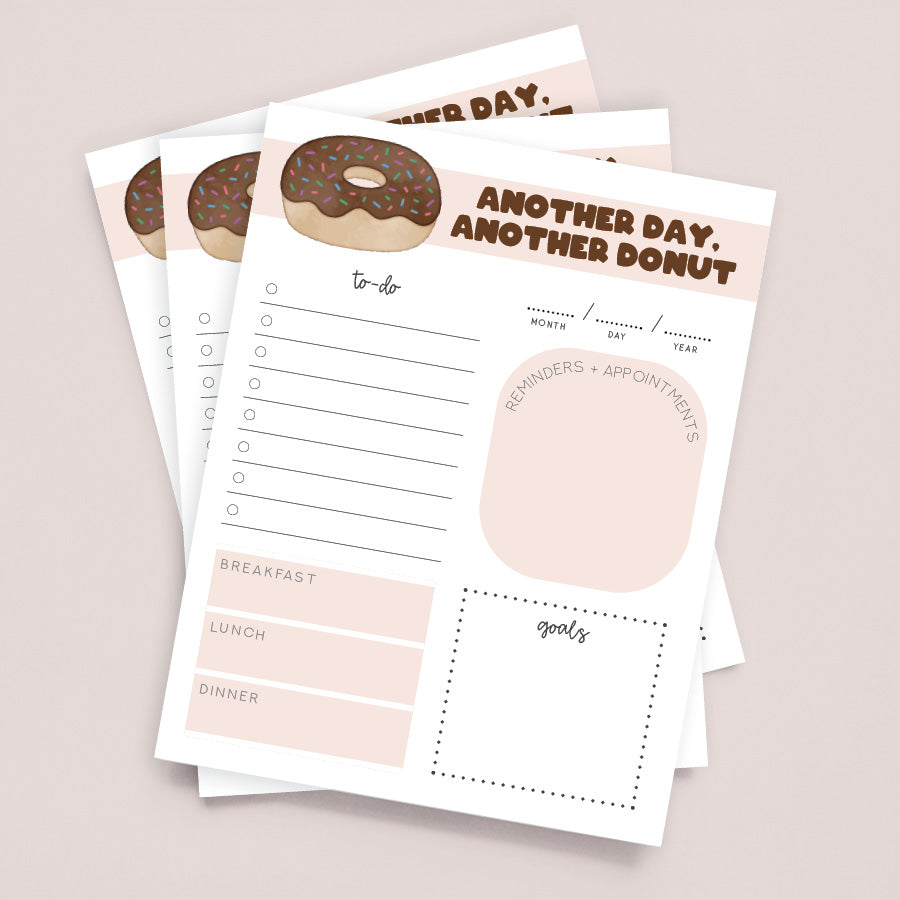 printable daily planner · cute stationery · another day, another donut